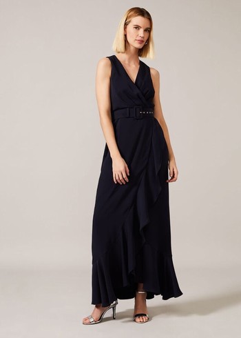 Phase Eight Lara Belted Dress Navy Canada | YVEPOB-026